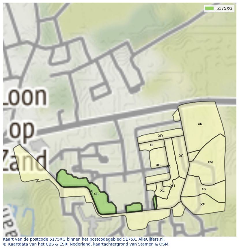 Afbeelding van het postcodegebied 5175 XG op de kaart.