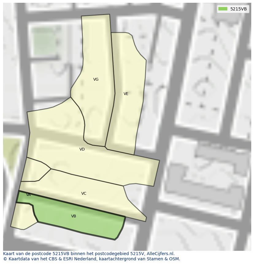 Afbeelding van het postcodegebied 5215 VB op de kaart.