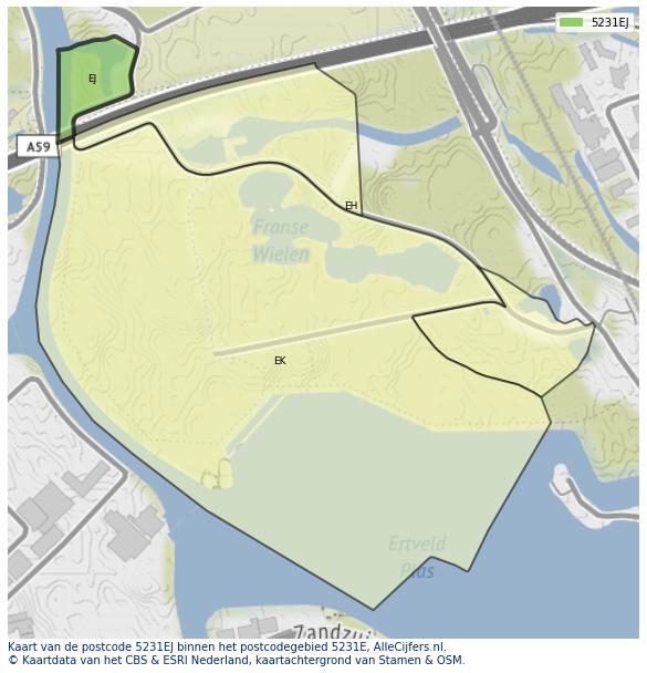 Afbeelding van het postcodegebied 5231 EJ op de kaart.