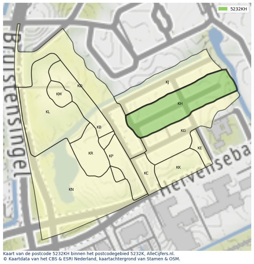 Afbeelding van het postcodegebied 5232 KH op de kaart.