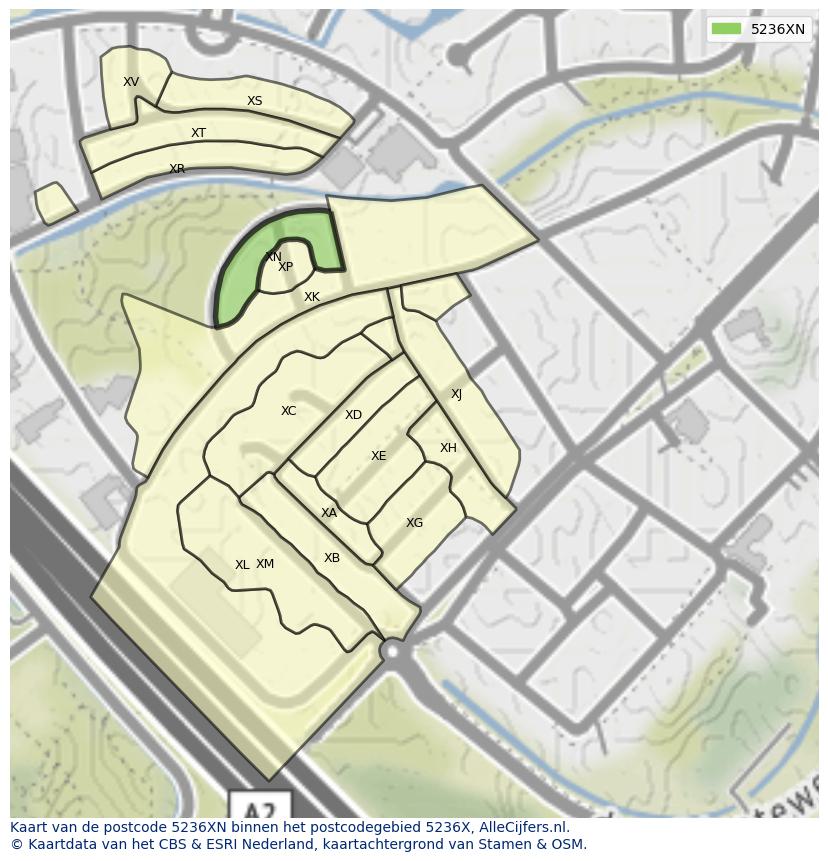 Afbeelding van het postcodegebied 5236 XN op de kaart.