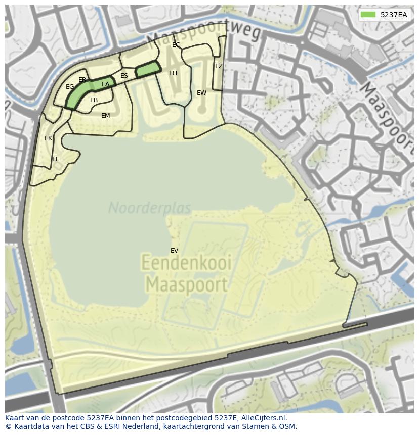 Afbeelding van het postcodegebied 5237 EA op de kaart.