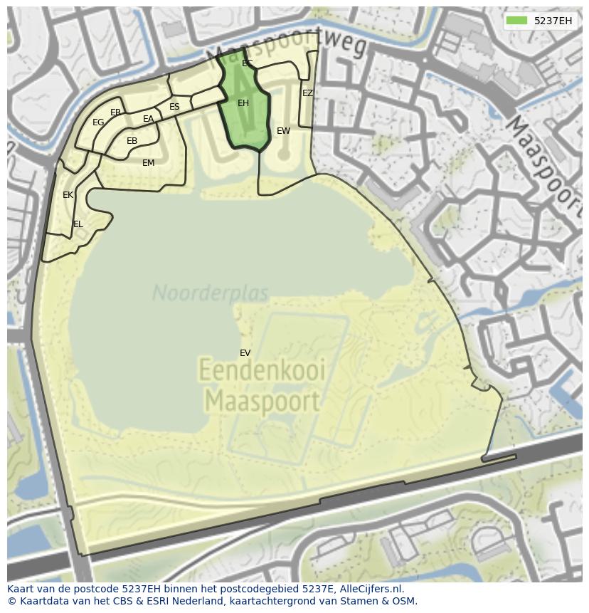 Afbeelding van het postcodegebied 5237 EH op de kaart.