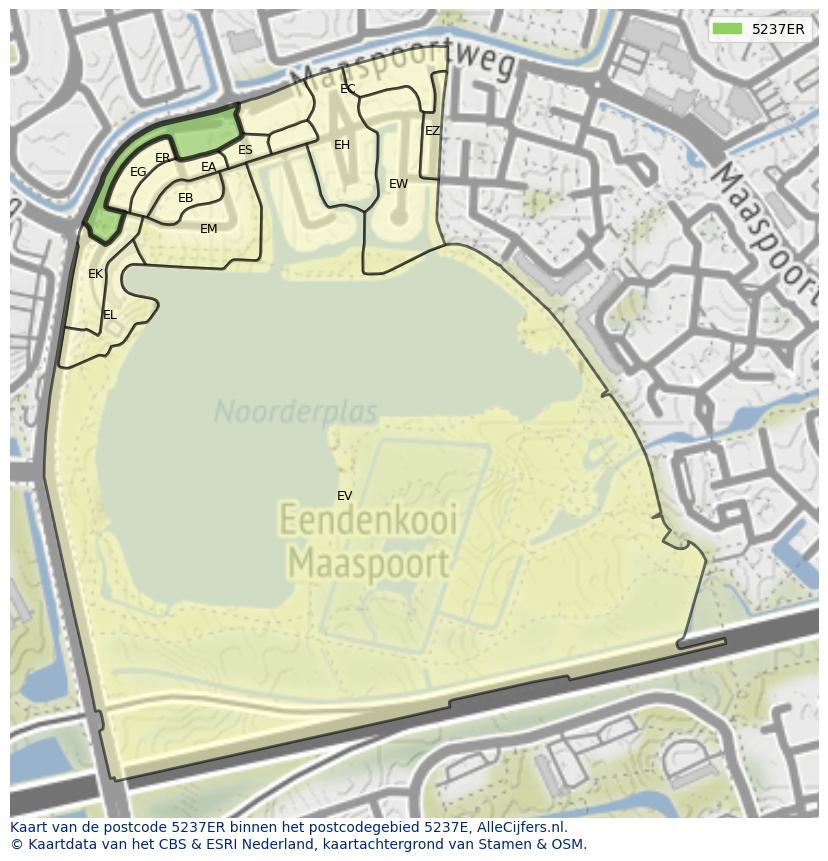 Afbeelding van het postcodegebied 5237 ER op de kaart.