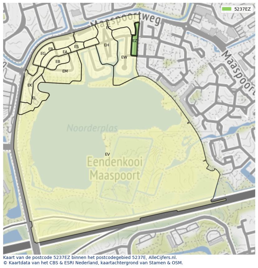 Afbeelding van het postcodegebied 5237 EZ op de kaart.