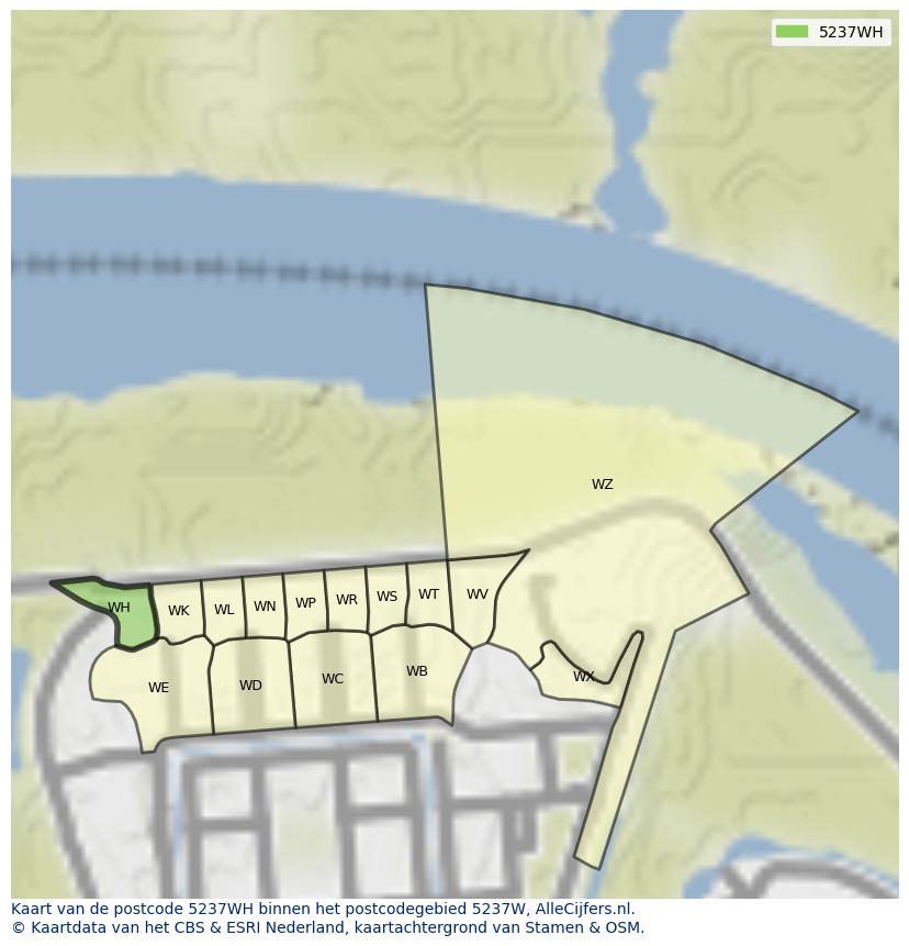 Afbeelding van het postcodegebied 5237 WH op de kaart.
