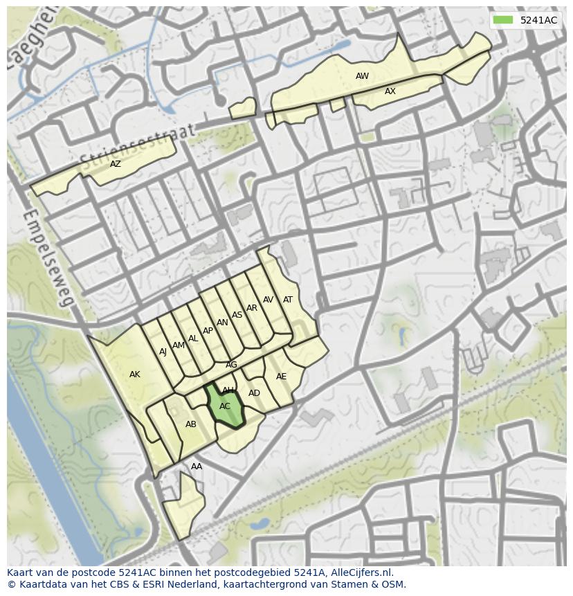 Afbeelding van het postcodegebied 5241 AC op de kaart.