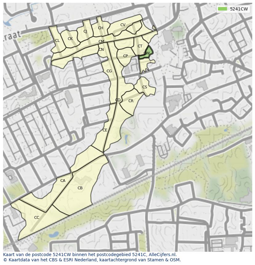 Afbeelding van het postcodegebied 5241 CW op de kaart.