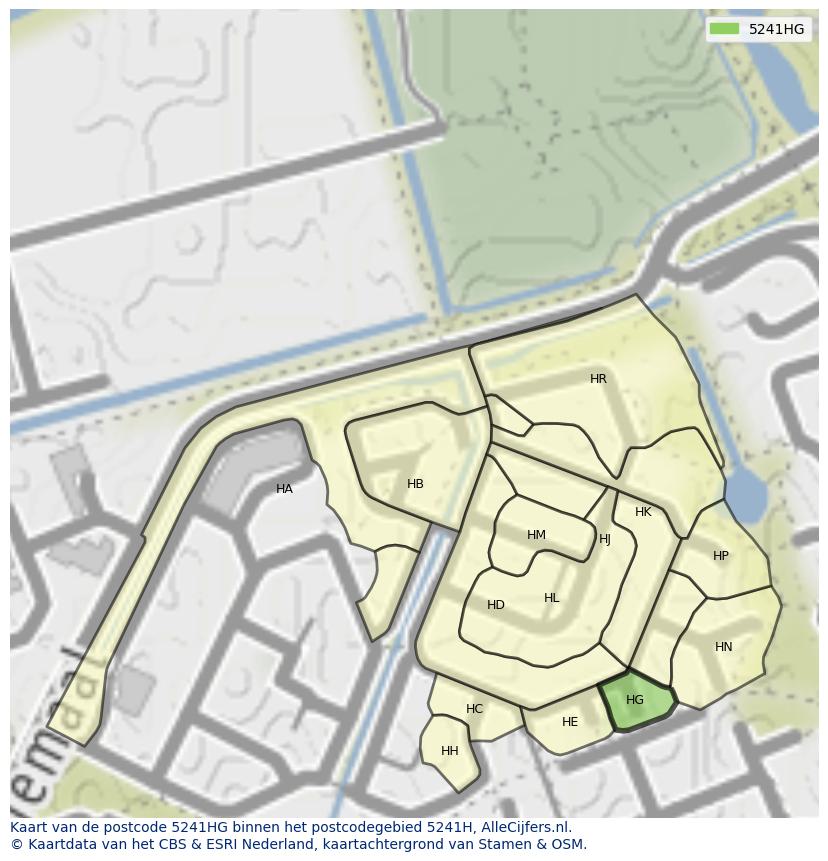 Afbeelding van het postcodegebied 5241 HG op de kaart.