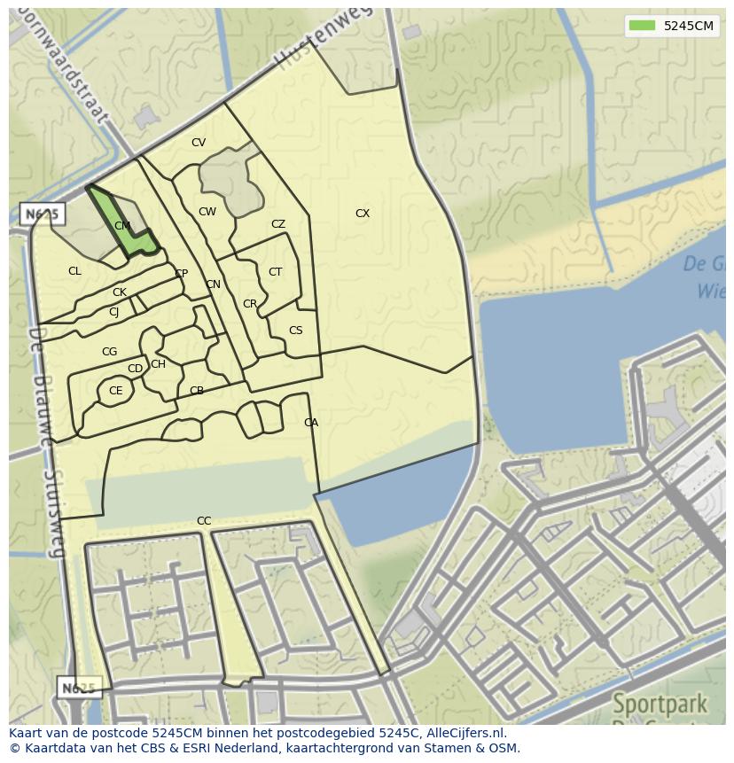 Afbeelding van het postcodegebied 5245 CM op de kaart.
