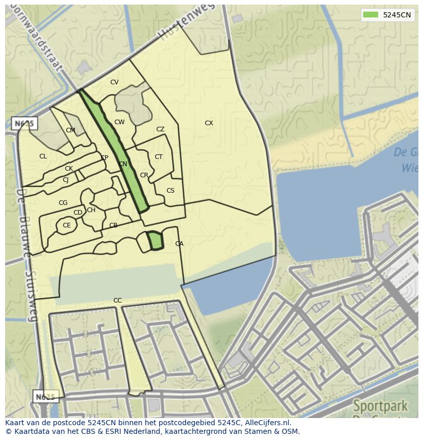 Afbeelding van het postcodegebied 5245 CN op de kaart.