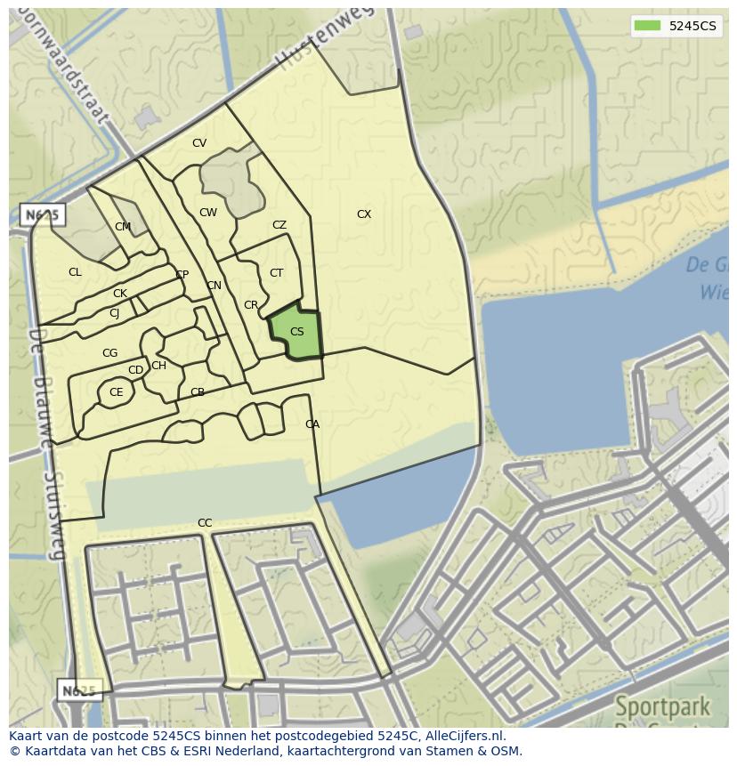 Afbeelding van het postcodegebied 5245 CS op de kaart.