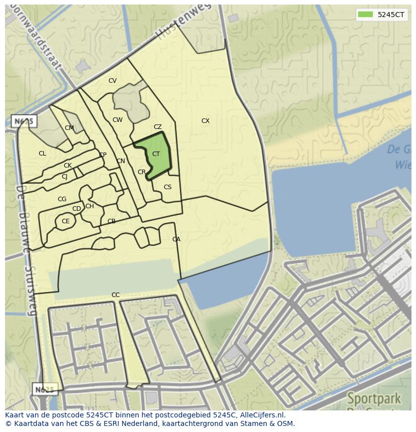 Afbeelding van het postcodegebied 5245 CT op de kaart.