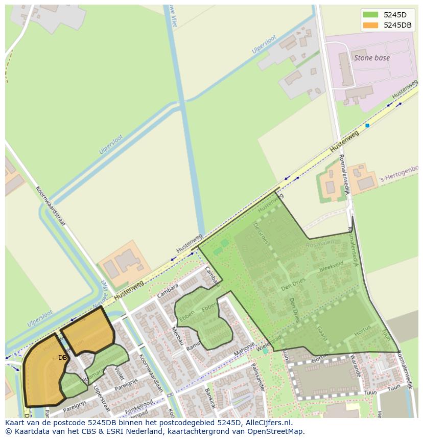 Afbeelding van het postcodegebied 5245 DB op de kaart.