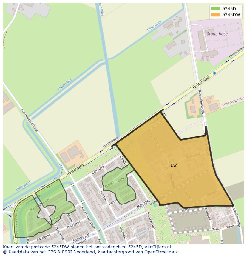 Afbeelding van het postcodegebied 5245 DW op de kaart.