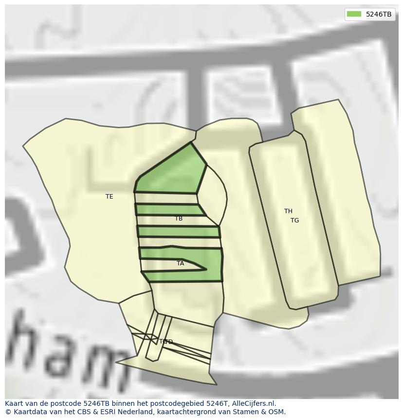 Afbeelding van het postcodegebied 5246 TB op de kaart.