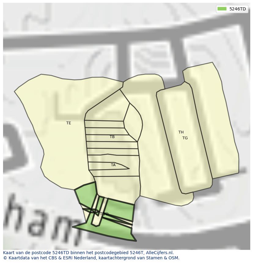 Afbeelding van het postcodegebied 5246 TD op de kaart.