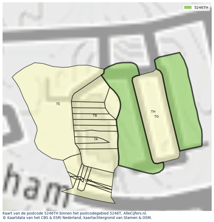 Afbeelding van het postcodegebied 5246 TH op de kaart.