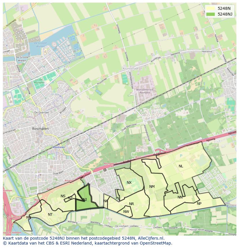 Afbeelding van het postcodegebied 5248 NJ op de kaart.