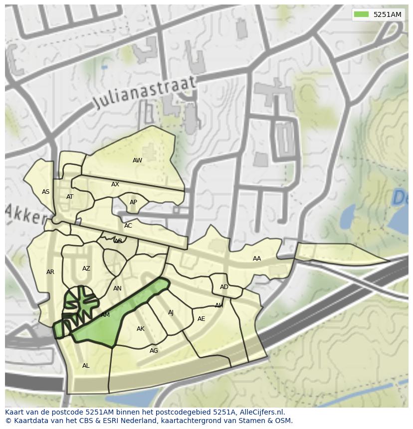 Afbeelding van het postcodegebied 5251 AM op de kaart.