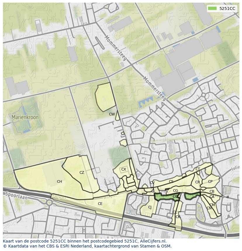 Afbeelding van het postcodegebied 5251 CC op de kaart.