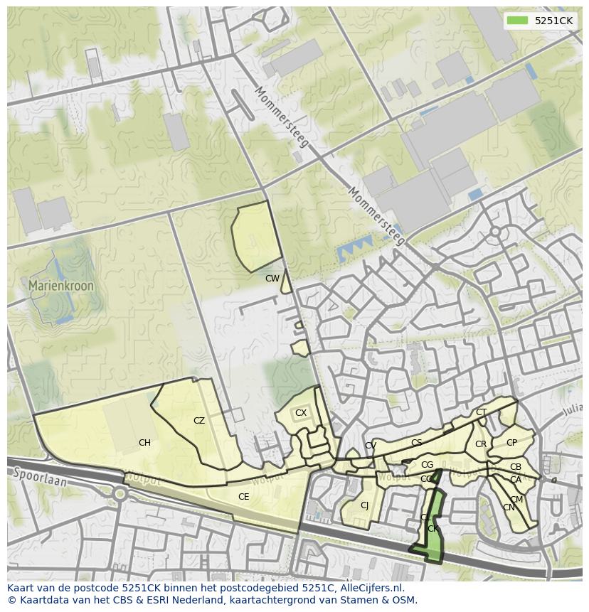 Afbeelding van het postcodegebied 5251 CK op de kaart.