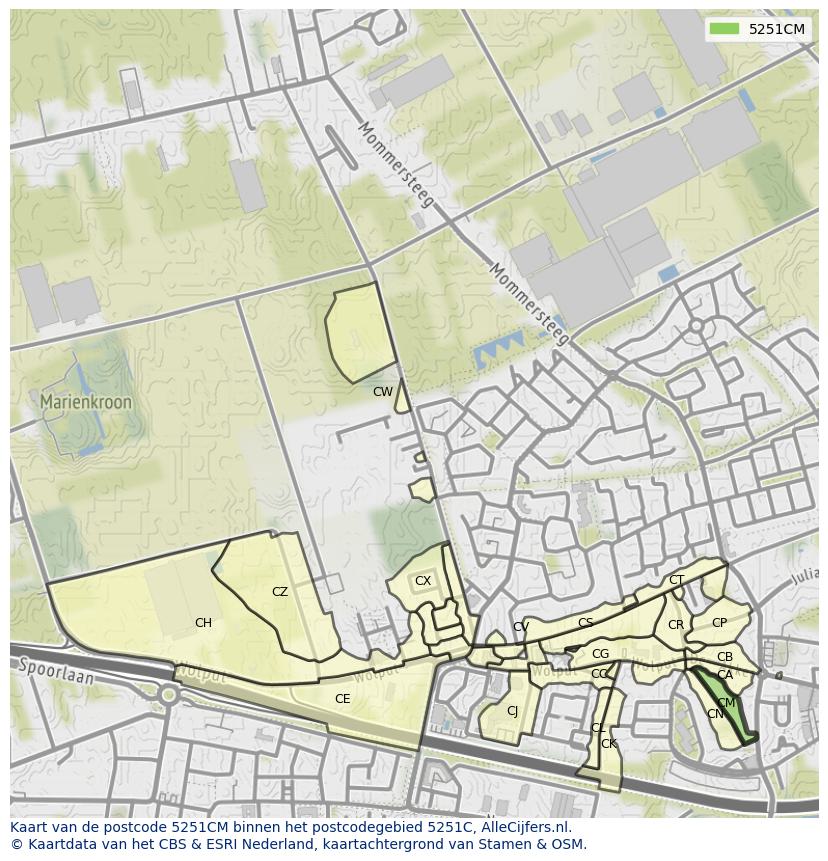 Afbeelding van het postcodegebied 5251 CM op de kaart.