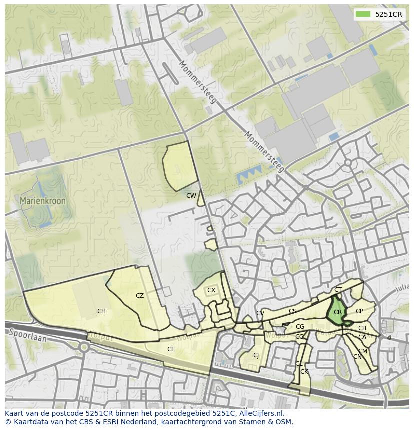 Afbeelding van het postcodegebied 5251 CR op de kaart.