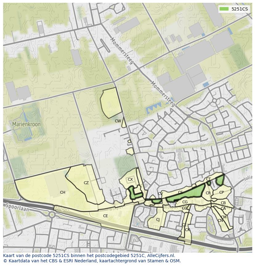 Afbeelding van het postcodegebied 5251 CS op de kaart.
