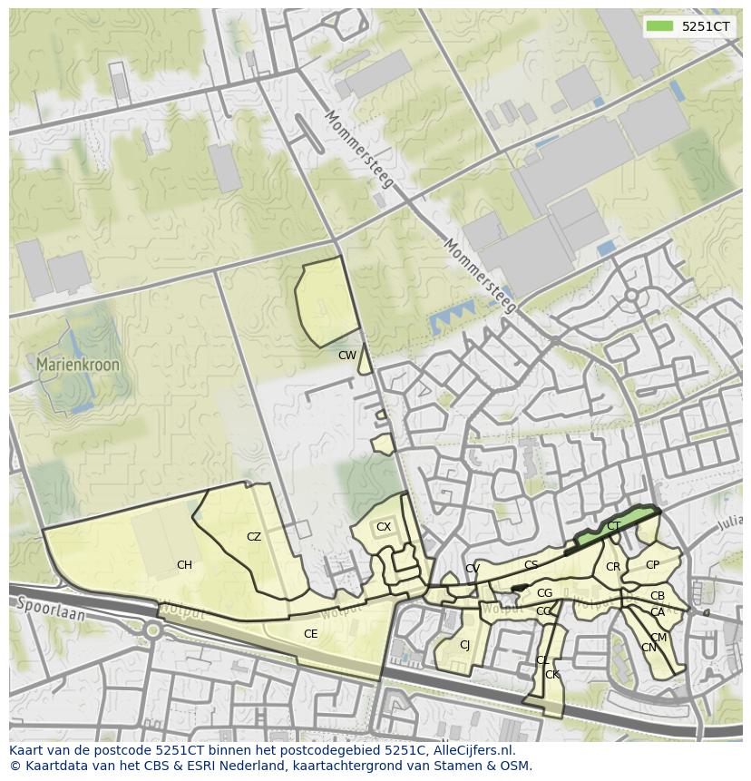 Afbeelding van het postcodegebied 5251 CT op de kaart.