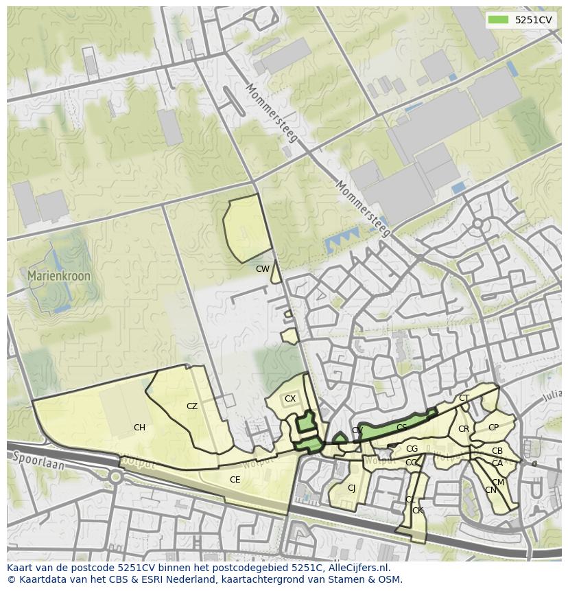 Afbeelding van het postcodegebied 5251 CV op de kaart.