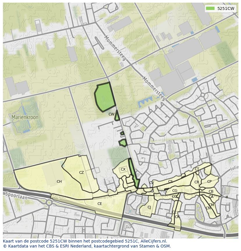 Afbeelding van het postcodegebied 5251 CW op de kaart.