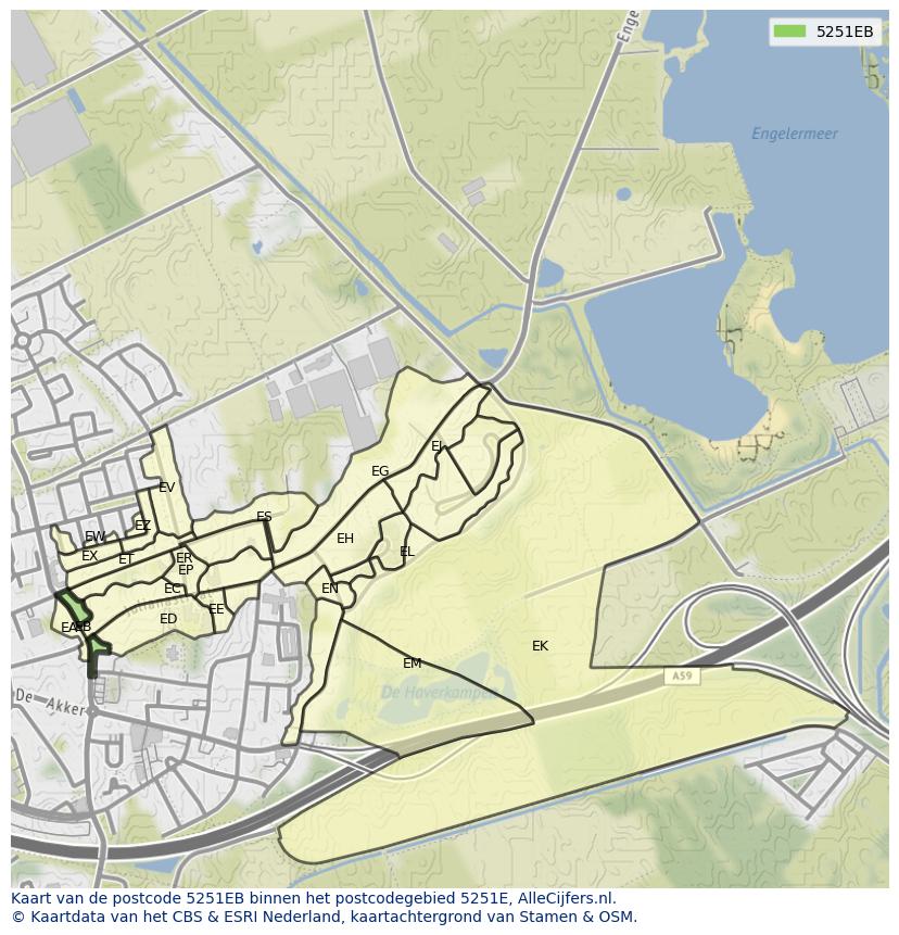 Afbeelding van het postcodegebied 5251 EB op de kaart.