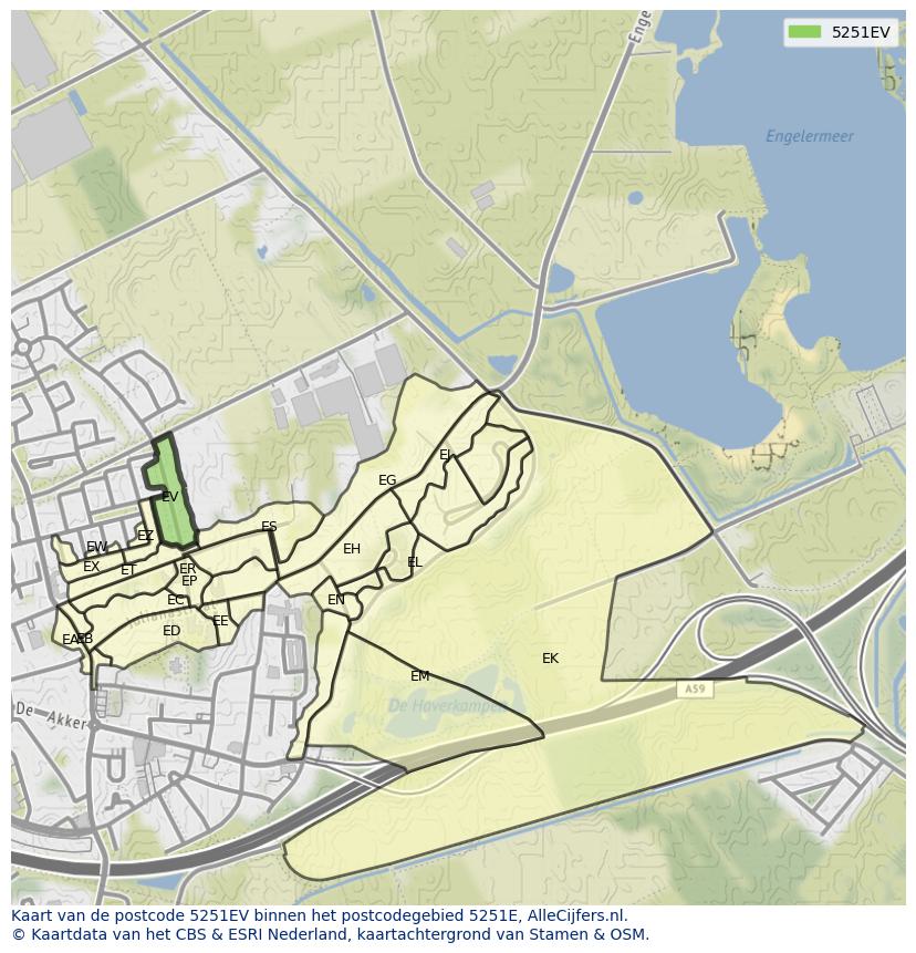 Afbeelding van het postcodegebied 5251 EV op de kaart.