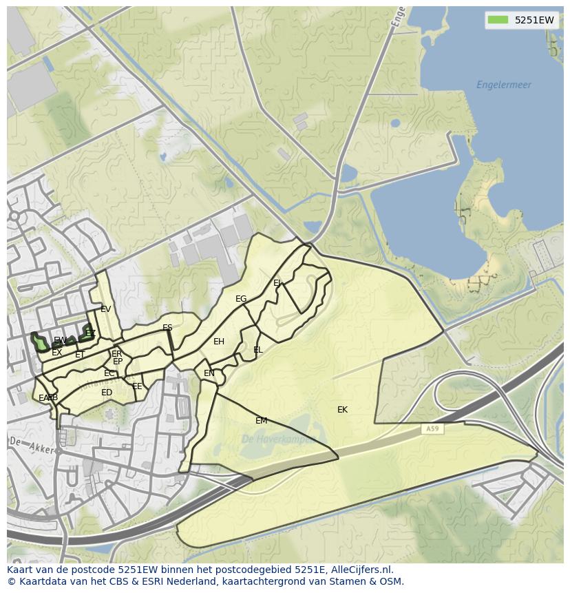 Afbeelding van het postcodegebied 5251 EW op de kaart.