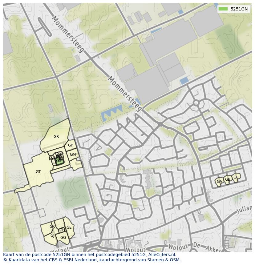 Afbeelding van het postcodegebied 5251 GN op de kaart.