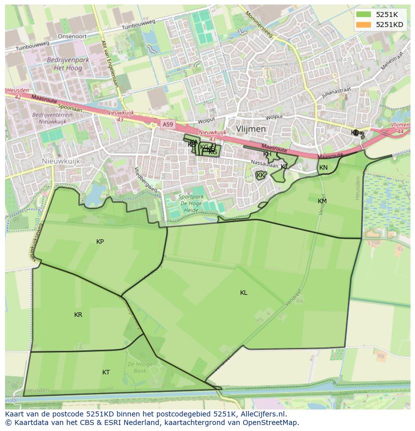 Afbeelding van het postcodegebied 5251 KD op de kaart.