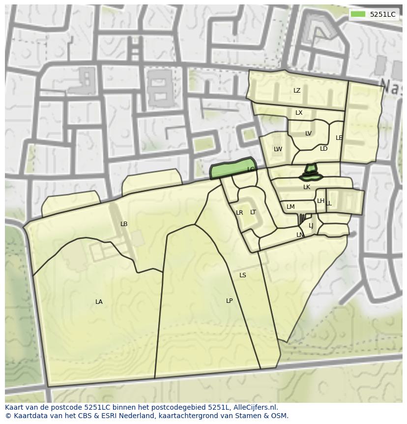 Afbeelding van het postcodegebied 5251 LC op de kaart.