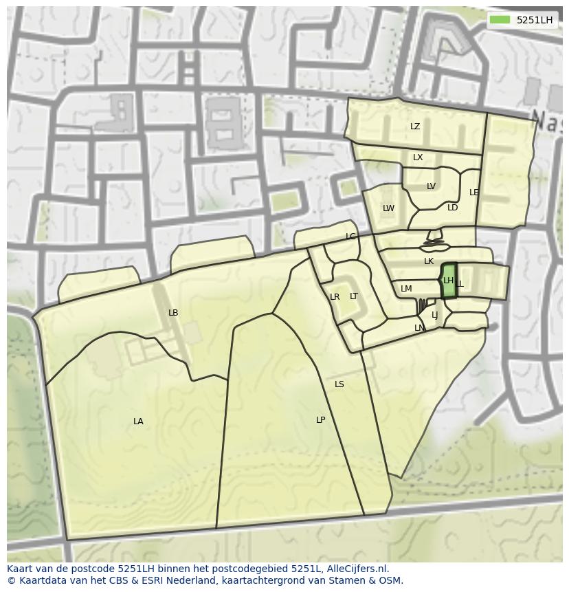 Afbeelding van het postcodegebied 5251 LH op de kaart.