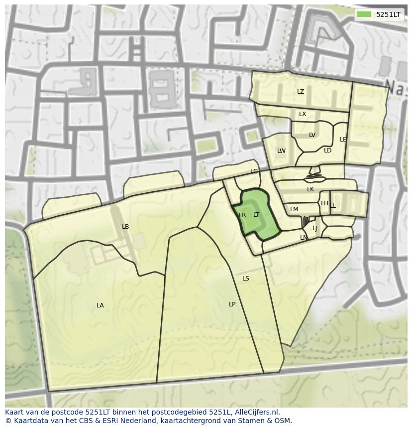 Afbeelding van het postcodegebied 5251 LT op de kaart.