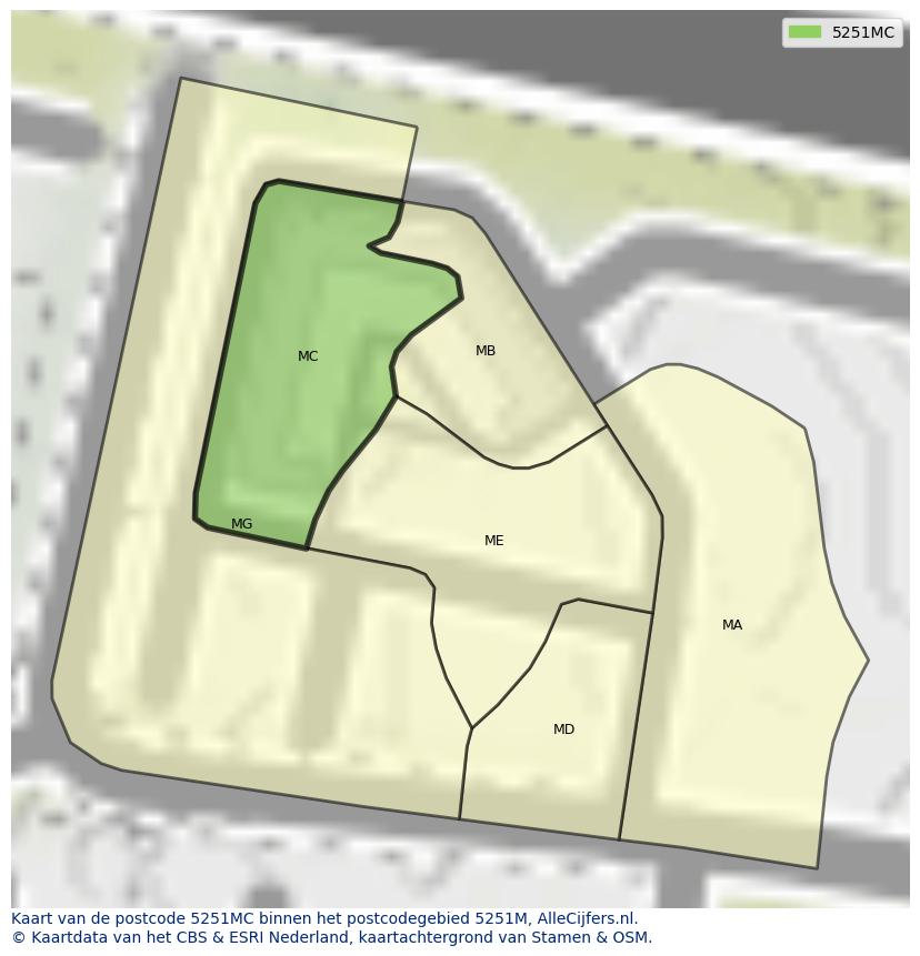 Afbeelding van het postcodegebied 5251 MC op de kaart.