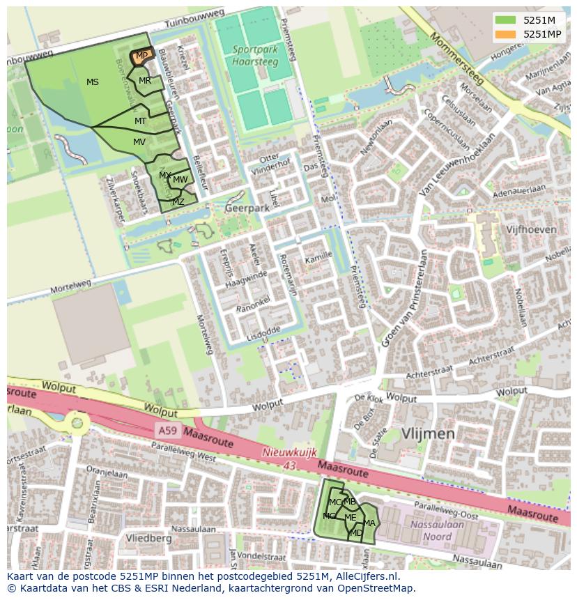 Afbeelding van het postcodegebied 5251 MP op de kaart.