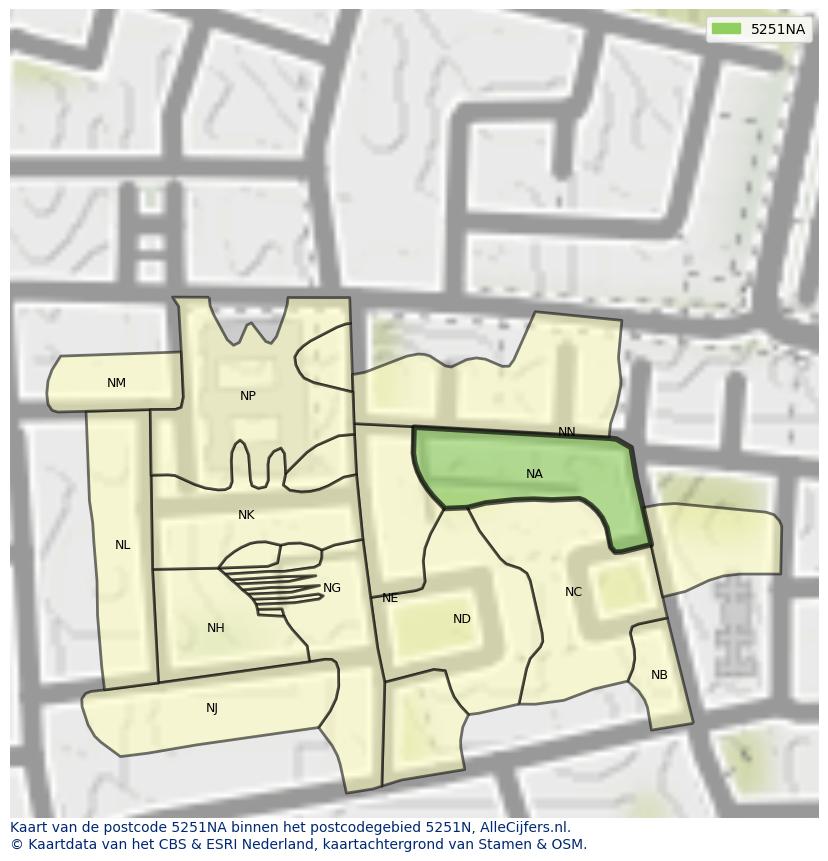 Afbeelding van het postcodegebied 5251 NA op de kaart.