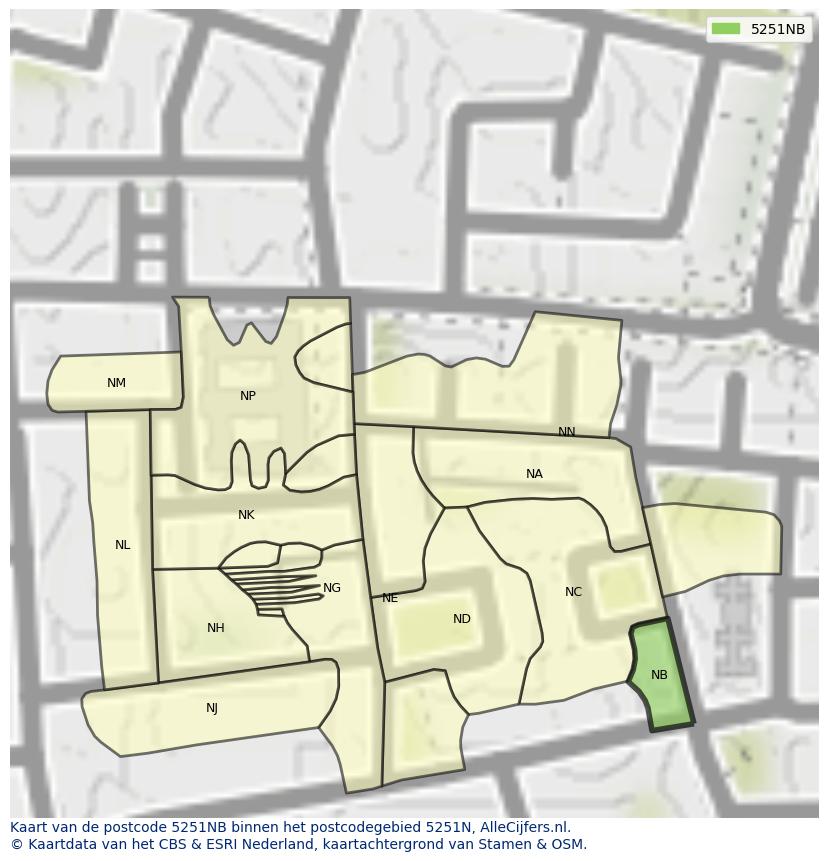 Afbeelding van het postcodegebied 5251 NB op de kaart.