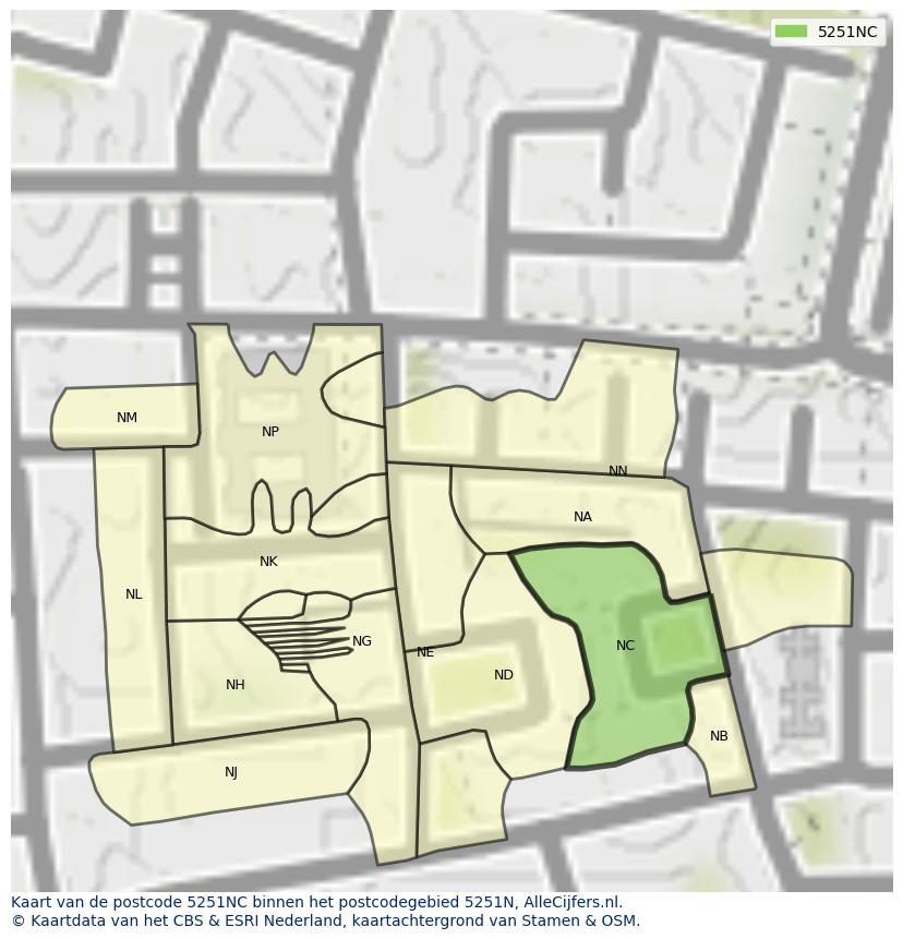 Afbeelding van het postcodegebied 5251 NC op de kaart.