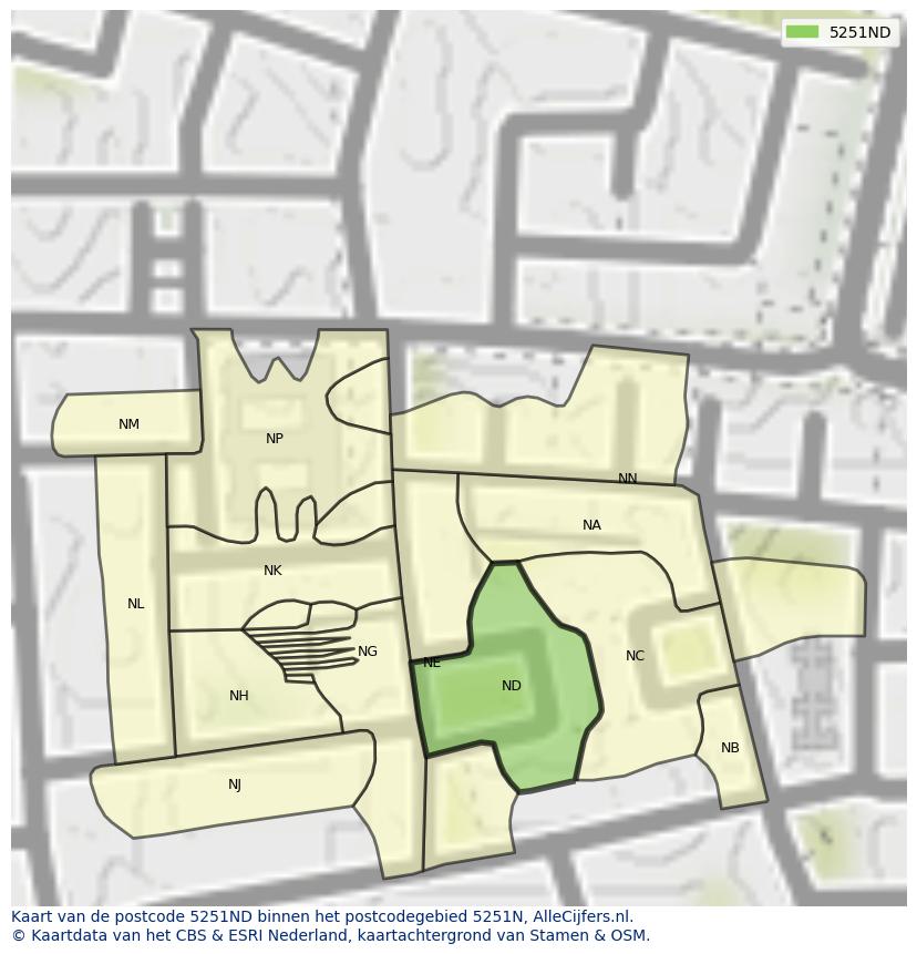 Afbeelding van het postcodegebied 5251 ND op de kaart.