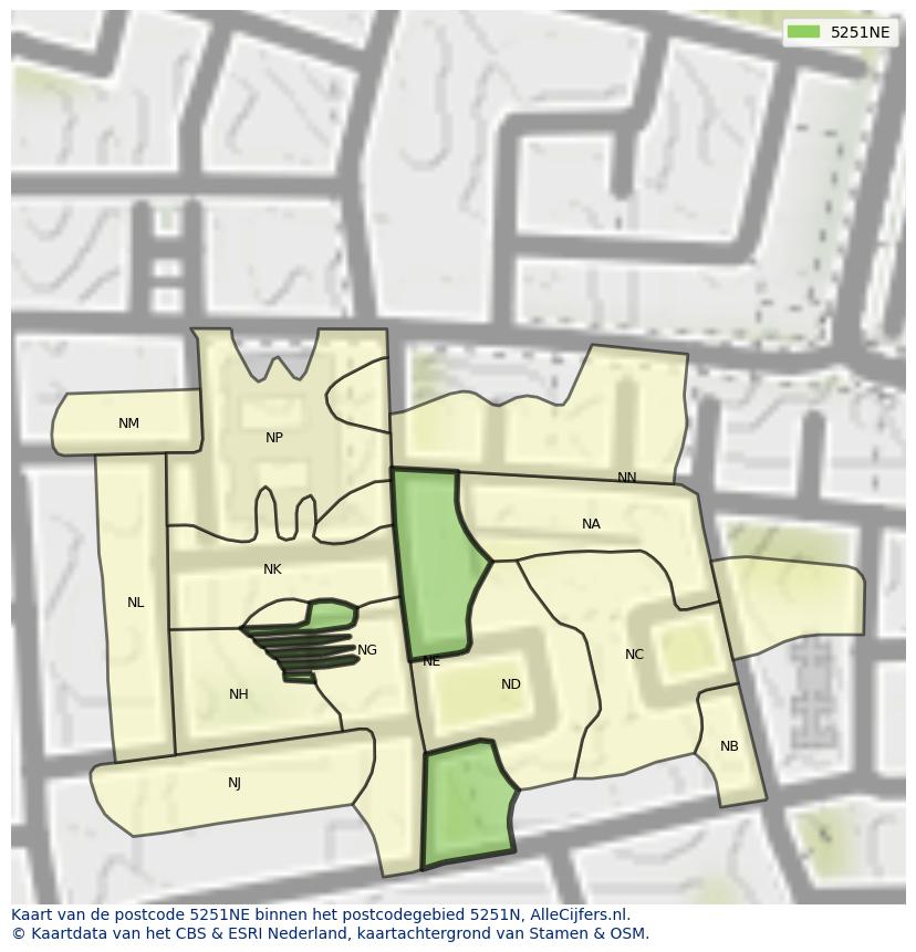 Afbeelding van het postcodegebied 5251 NE op de kaart.