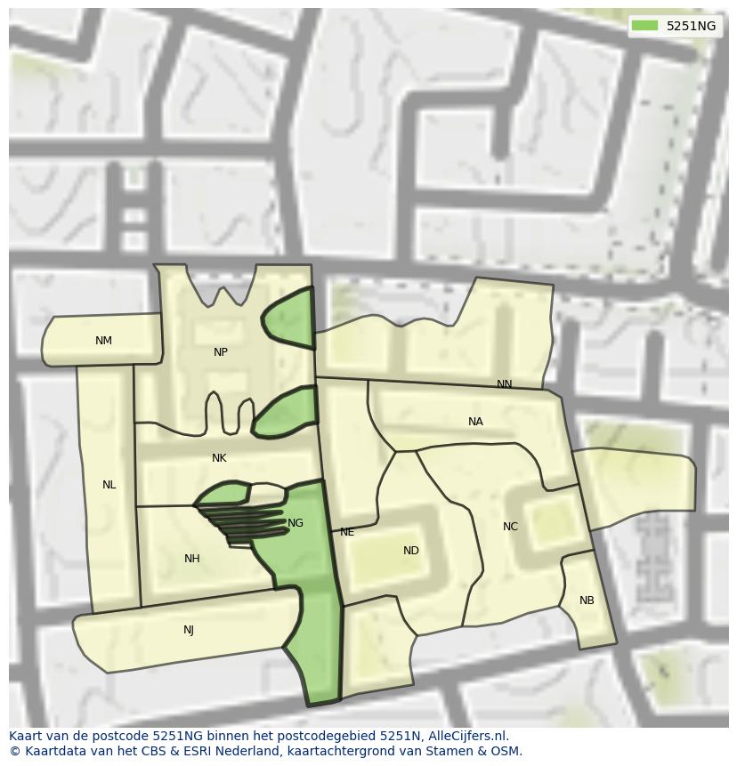 Afbeelding van het postcodegebied 5251 NG op de kaart.
