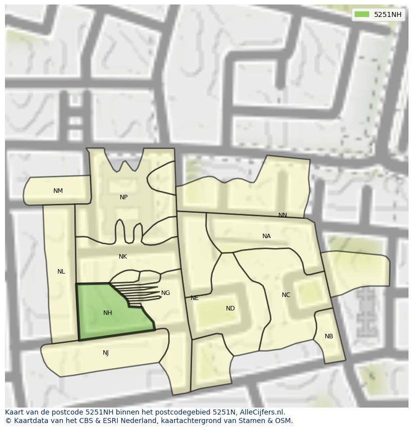 Afbeelding van het postcodegebied 5251 NH op de kaart.