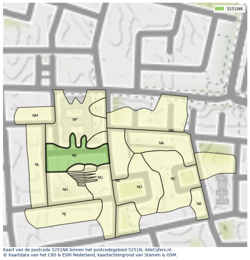 Afbeelding van het postcodegebied 5251 NK op de kaart.